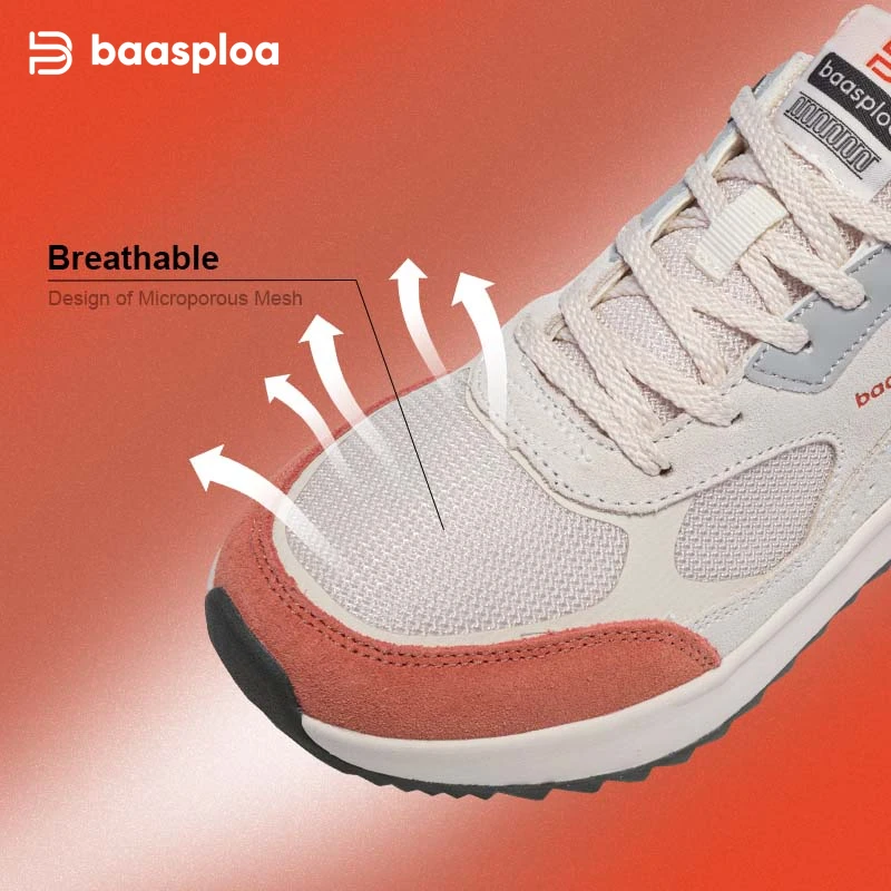 Baasploa Frauen Sport Schuhe 2025, Mesh Atmungsaktive Casual Turnschuhe Frauen Frühjahr Neue Ankunft Marke Komfort Wanderschuhe Outdoor