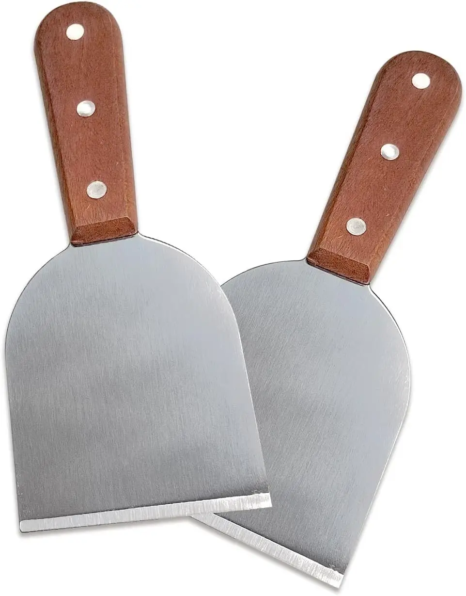 Mvckyi-Spatule en Acier Inoxydable avec Manche en Bois, Pelles pour Dîner à la Crème Glacée Roulée, Lame Plate et Droite, Livraison Gratuite aux États-Unis, 2 Pièces