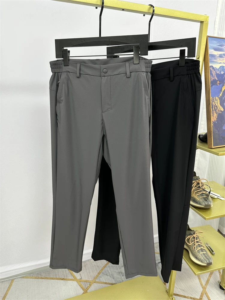 

Мужские брюки из ледяного шелка для активного отдыха, ультратонкие, с высокой эластичностью, гладкой драпировкой, быстросохнущие, прямого кроя, для бизнеса и повседневной носки