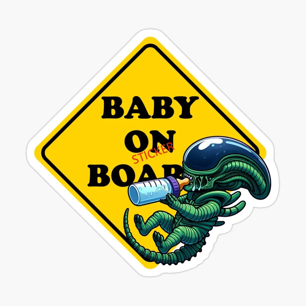 

Funny Alien On Board Bumper Car Sticker Graffiti Warning Sign Alien Creative Trunk Decal Windows Car Gadget Decor