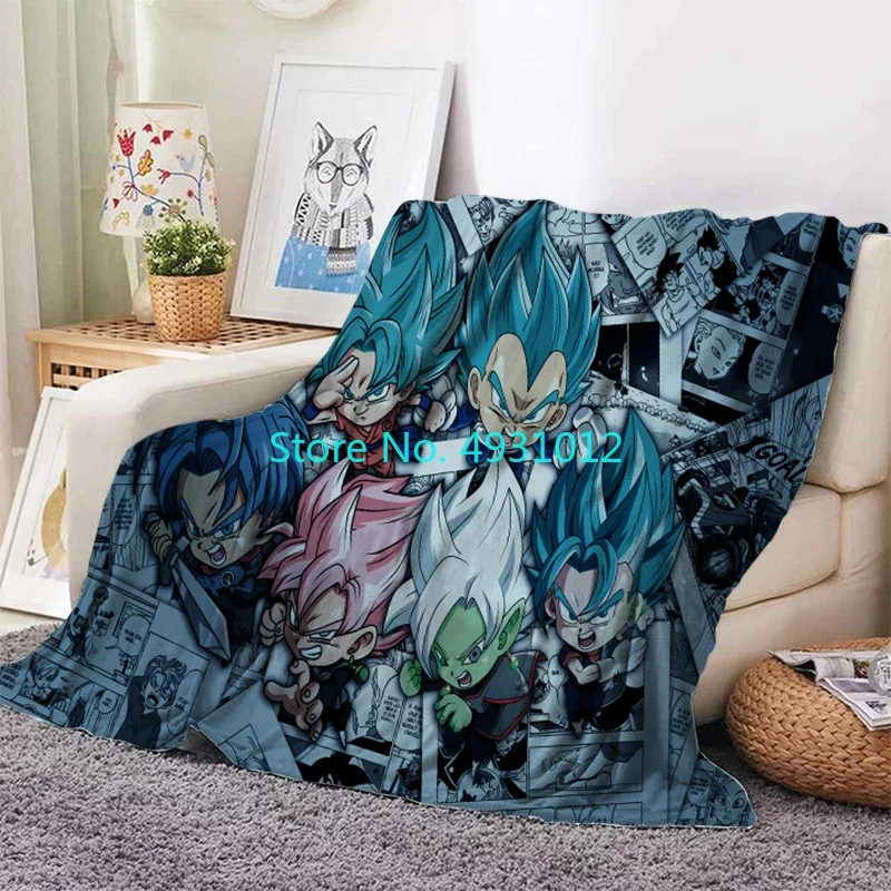 Couverture de sieste Dragon Ball Z Goku Anime Figure, couvertures douces 3D au glouton ou Sherpa, jeté de canapé, décor de chambre à coucher, cadeau pour bébé et enfants, 70x100cm