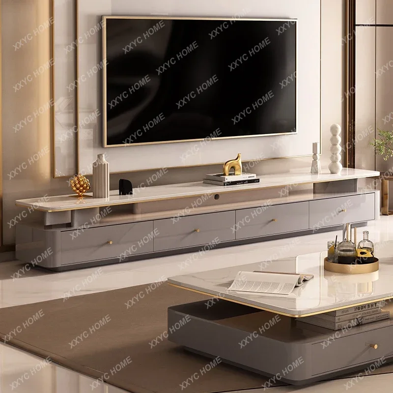 Double-layer coffee table suspended household living room extended floor motor wall cabinet  FT