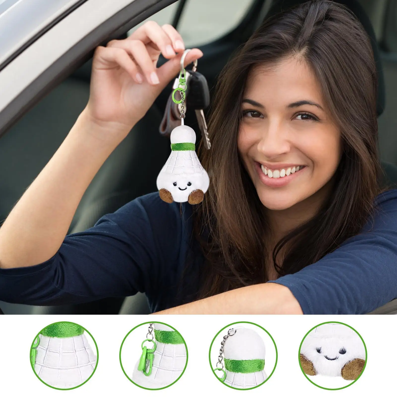 Bonito chaveiro de pelúcia bonito badminton pelúcia chaveiro novidade pequeno chaveiro macio dos desenhos animados saco charme para mochila carteira