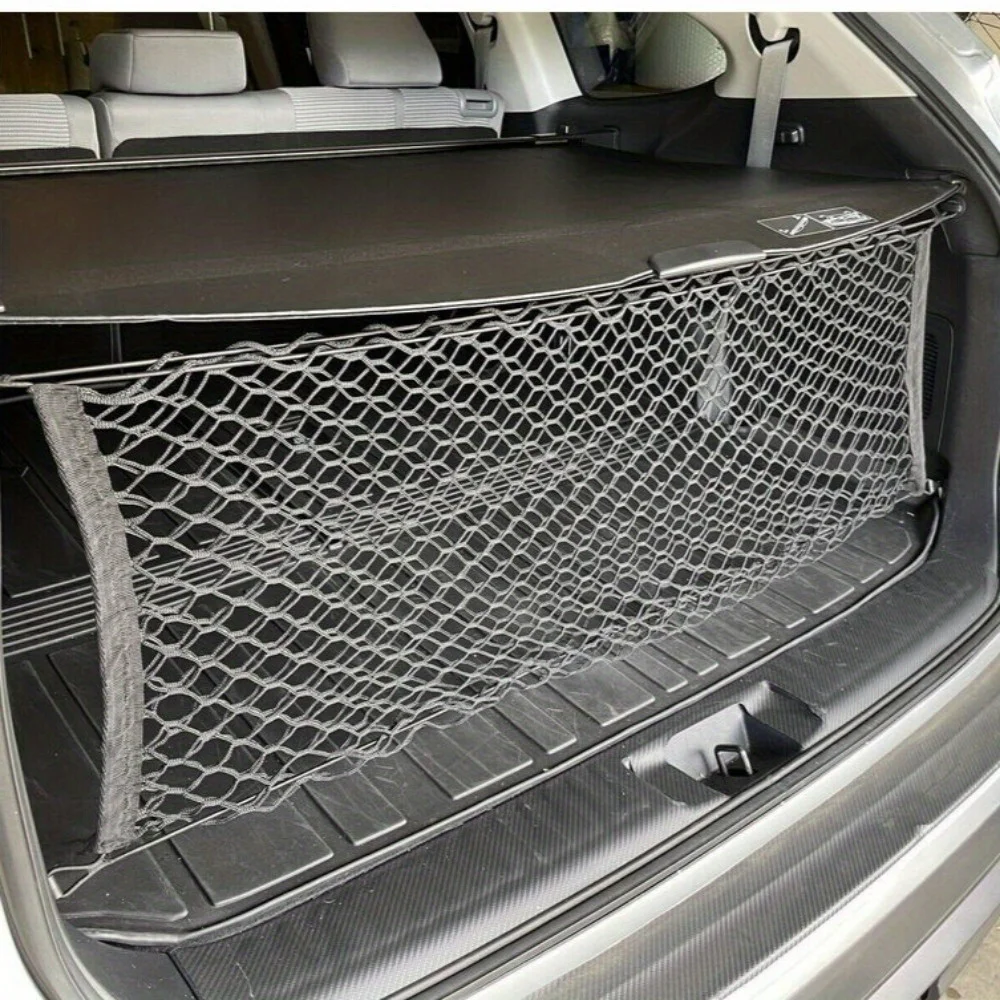 1 Stück Gepäcknetz mit Befestigungshaken, verstellbares elastisches Netz für die Kofferraum von SUVs, Autos und Lastwagen, Kofferraum-Innenausstattung. – Detail 4