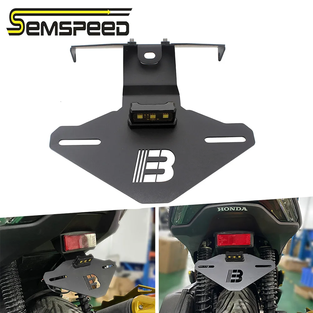 Semspeed PCX 125 PCX160 2021 2022 Motorcycle Rear License Plate Holder Bracket With LED Light License Frame Plate Holder Bracket