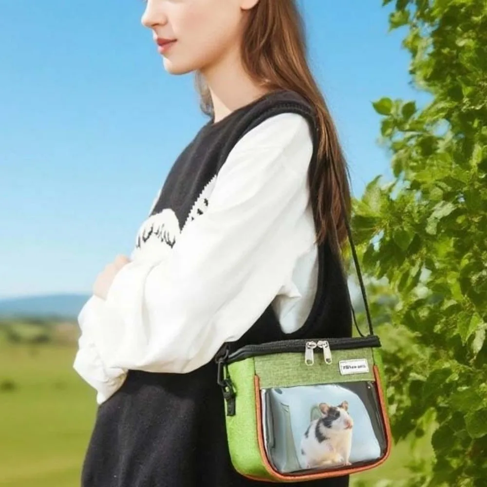 S/M/L Hamster Travel Carrier Breathable Clear Window Hamster Carry Bag Portable Top Opening Small Pet Carrier Outdoor Use