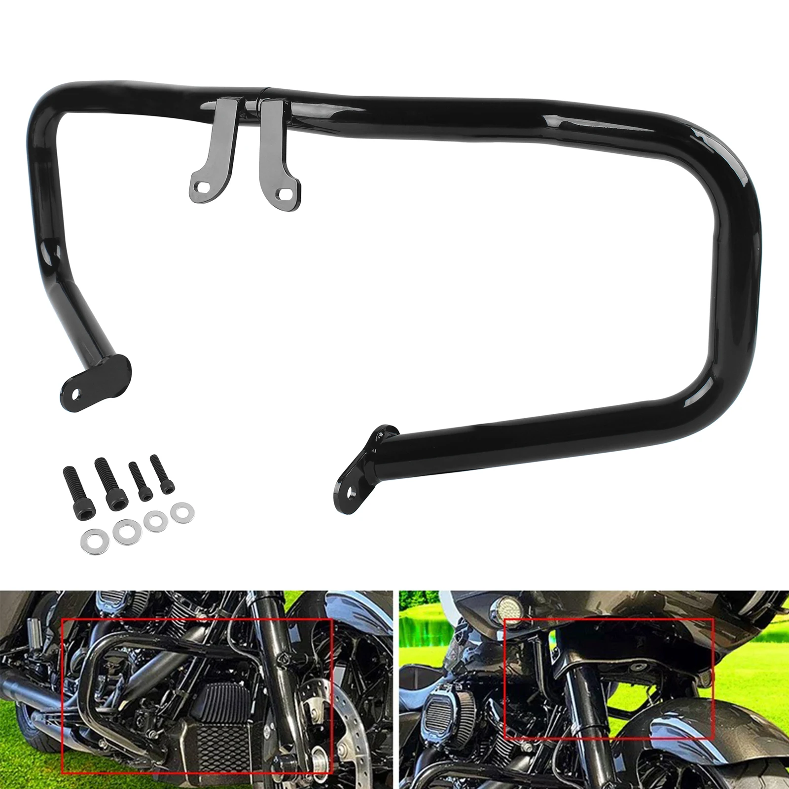 

Черная защита двигателя для Harley Road King Street Glide 2014-2023, защита рамы бампера мотоцикла на шоссе