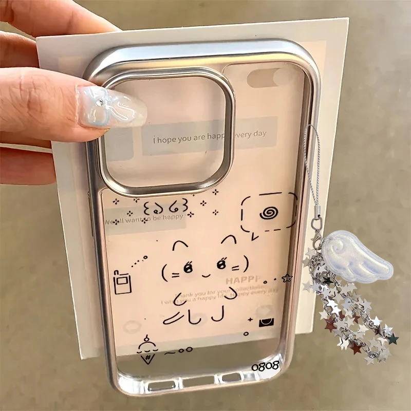 Cartoon Ins Korean Cute Black Line Rabbit Cat Lovely Phone C