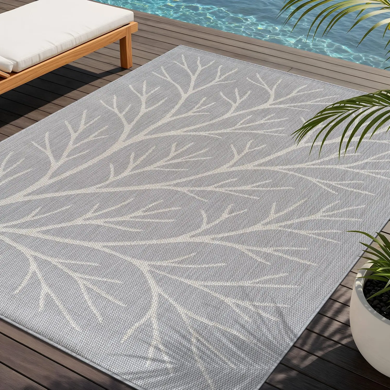 

Washable Indoor Outdoor Rug 6x9 Modern Area Rugs Branch Pattern Non Shedding Waterproof Easy Clean Patio Deck Porch Living Ro