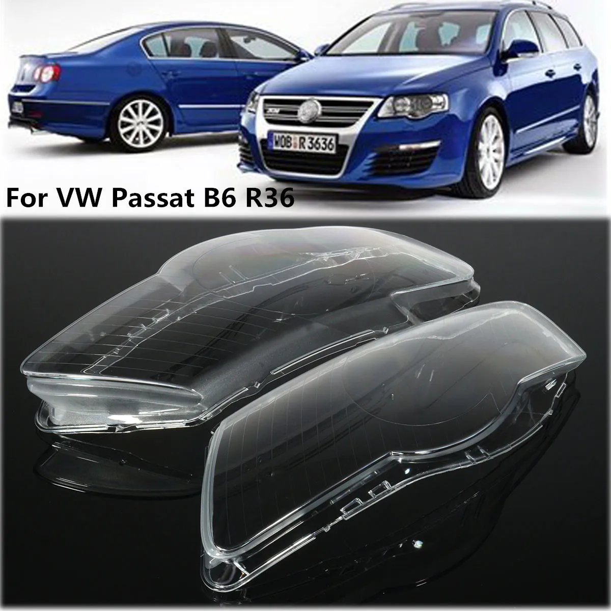 

1 Pair Car Headlight Headlamp Waterproof Bright Clear Cover Lens Lamp Hoods For Volkswagen For VW Passat Magotan B6 R36