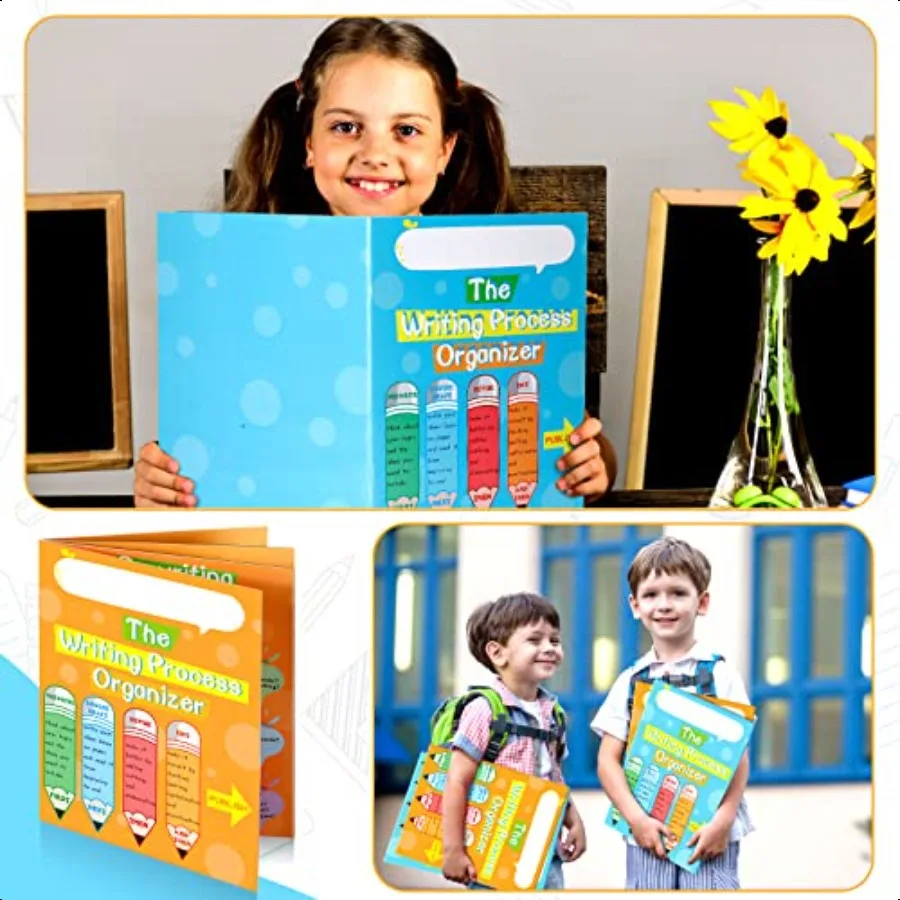 24 Pcs Writing Proc Pocket Folders Writing Proc 4 Pocket Laminated Student Folders School Folders with Pockets for Teacher Clas