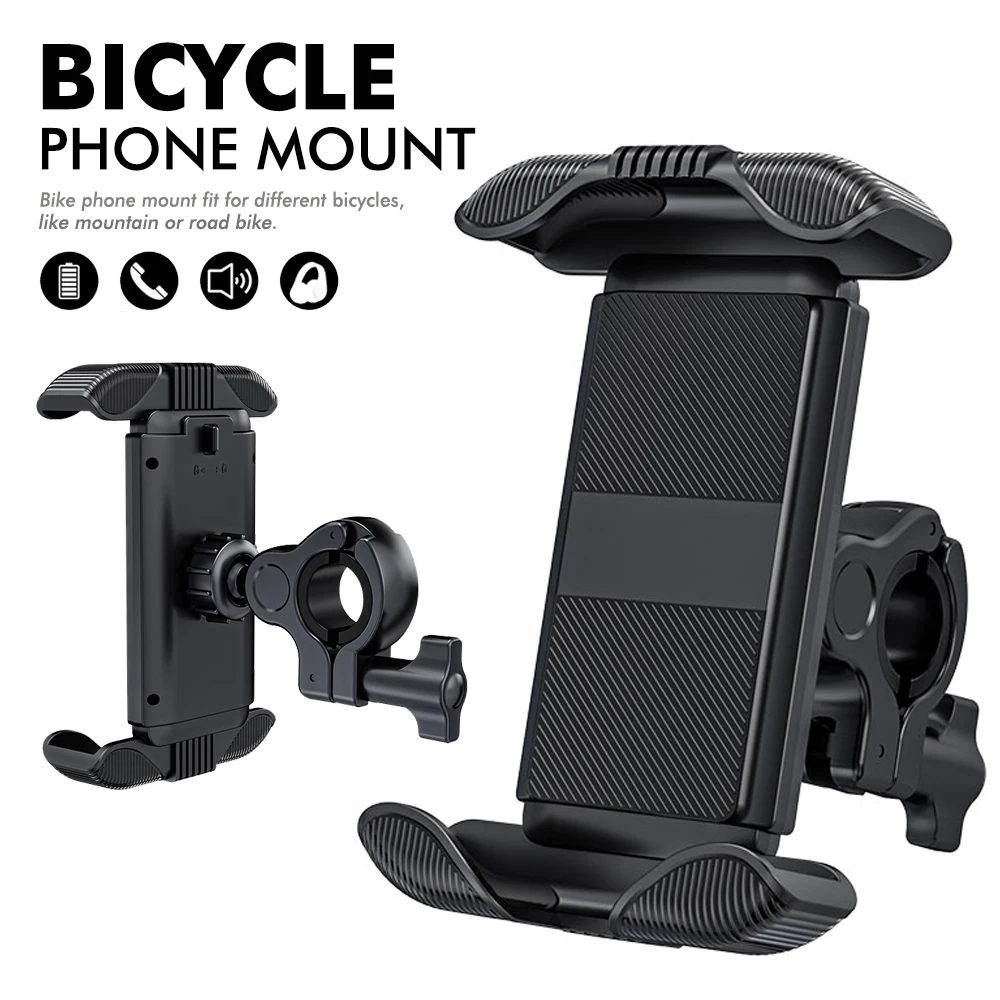 

Universal Bike Phone Holder, 360° Rotatable Handlebar Mount for Mountain & Road Bikes, Adjustable Cell Phone Clamp for Cycling