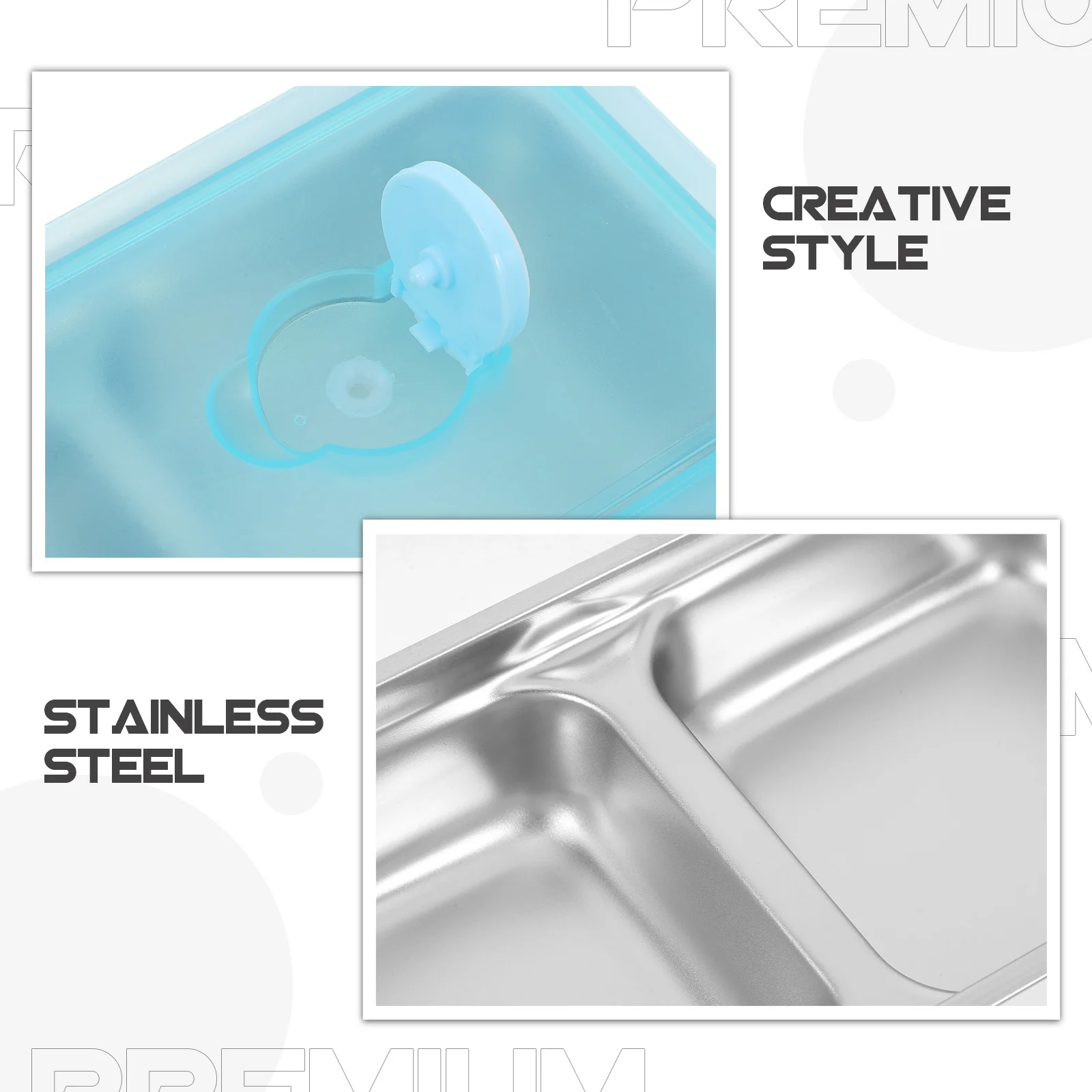 

2Sets Dual Compartment Stainless Steel Snack Container Leakproof Lid Portable Metal Lunch Box Toddler School Travel Reusable