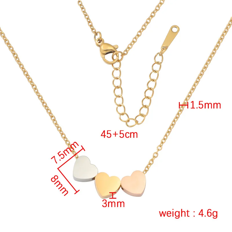Fnixtar 10pcs Stainless Steel Heart Beads Necklace DIY Love Necklaces Summer Holiday Jewelry Waterproof Collares Gift