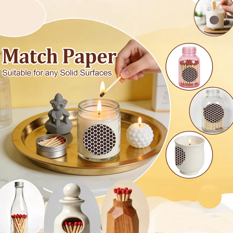 28 Pcs Circle Match Striker Stickers, Round Match Strike Paper with Adhesive, Pre-Cut