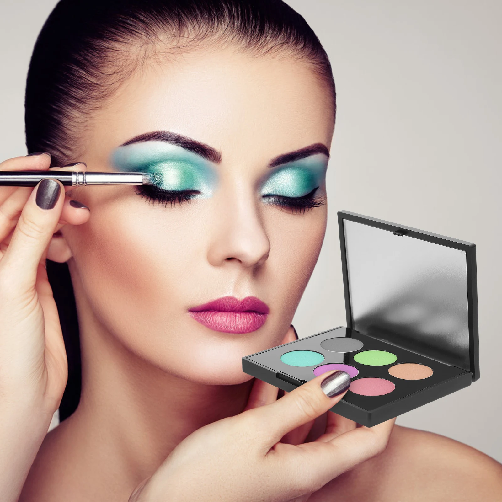 Caja vacía para sombra de ojos, organizador de paleta de maquillaje artesanal, estuche de almacenamiento de uso de viaje para sombra de ojos, colorete, resaltador, 1 Juego