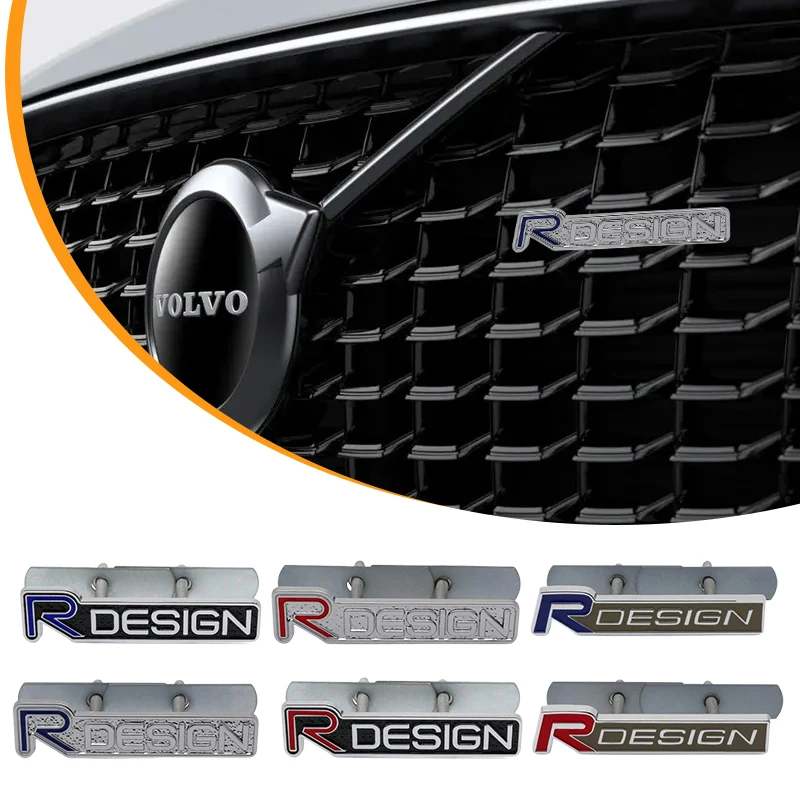 3D Metal Rdesign R Design Front Grill Car Badge Sticker Emblem Decal Decoration For VOLVO XC40 XC60 XC90 V90 S90 S60 V60 V40 C70