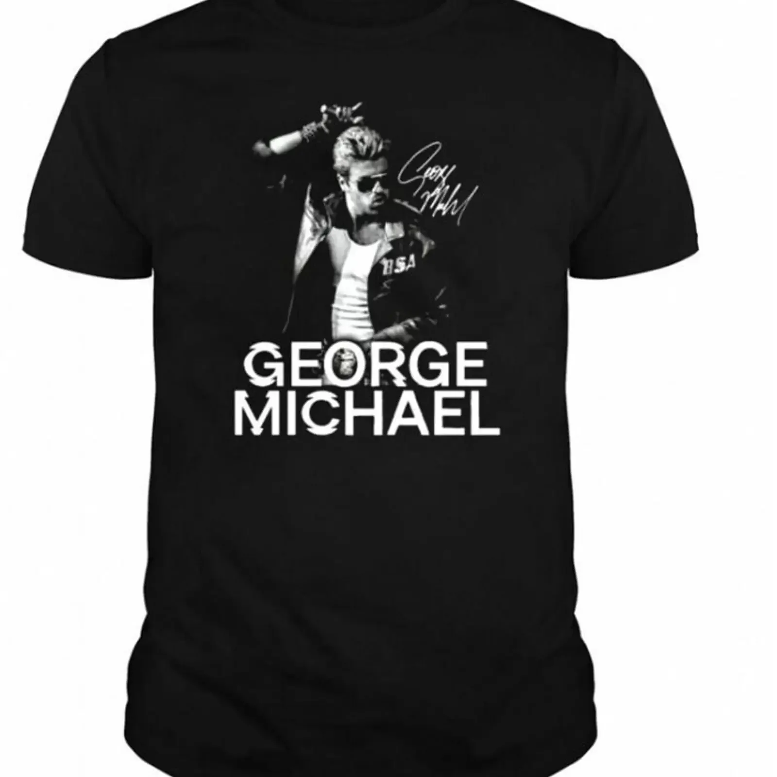 Rare George Michael Cute T Shirt Cotton Black vintage Washed Top For Everyday Wear Slightly Comfortable Unisex fashion