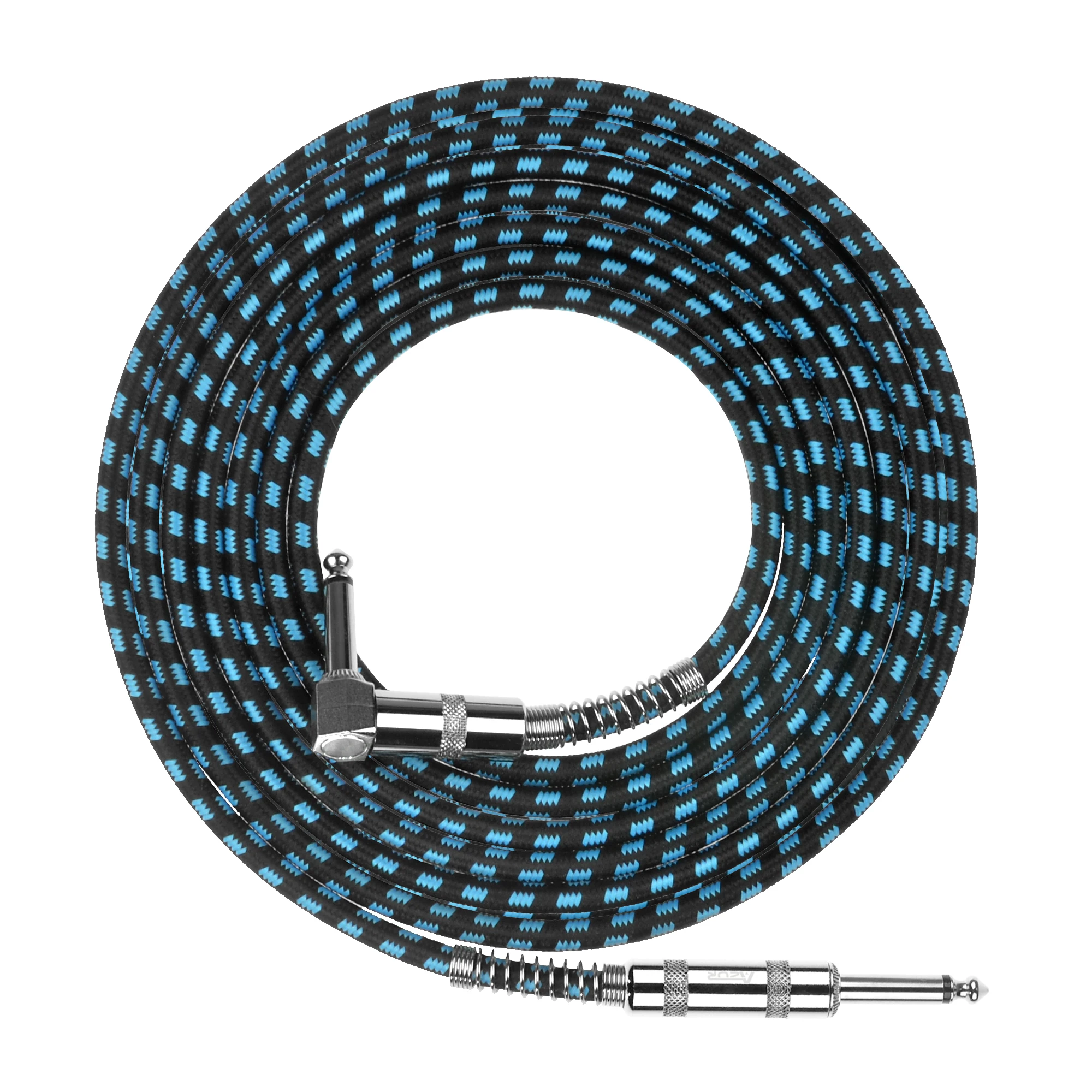 AZOR-Cable de Audio trenzado de 3 metros, Conector de guitarra blindado, Cable de reducción de ruido, accesorios de guitarra de Color azul