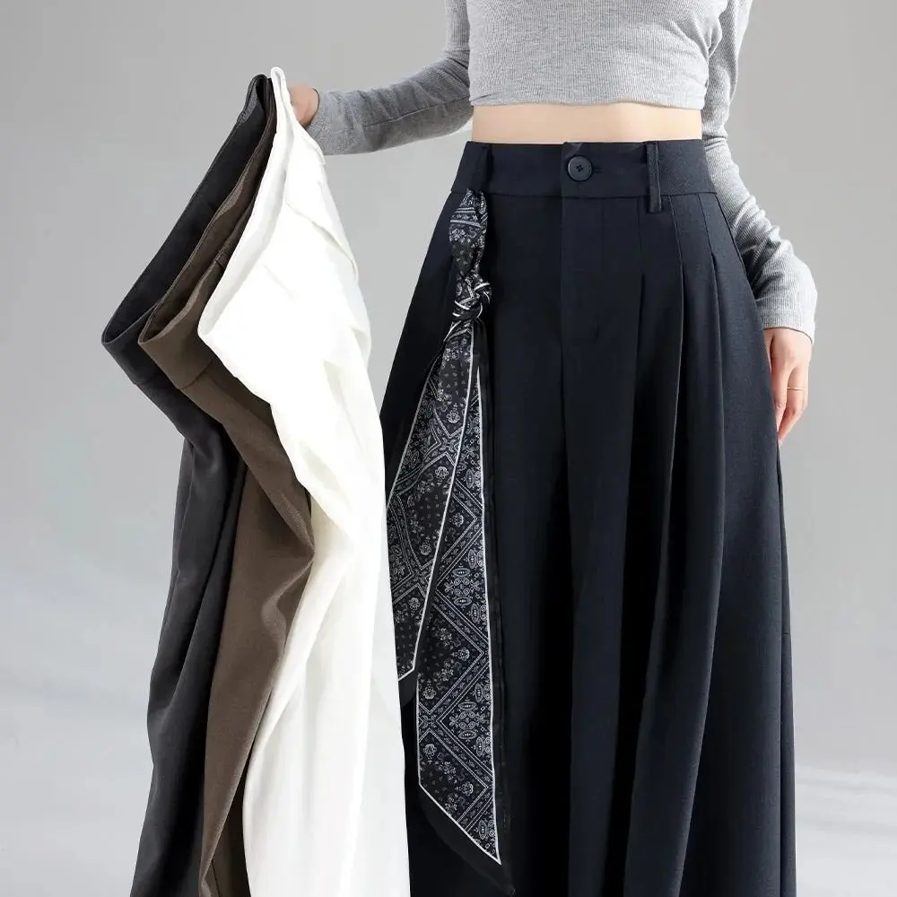 Gray Suit Wide Leg Pants Women's Spring New Draping High-End Sensation Floor-Length West Pants Version Super Beautiful Long P...