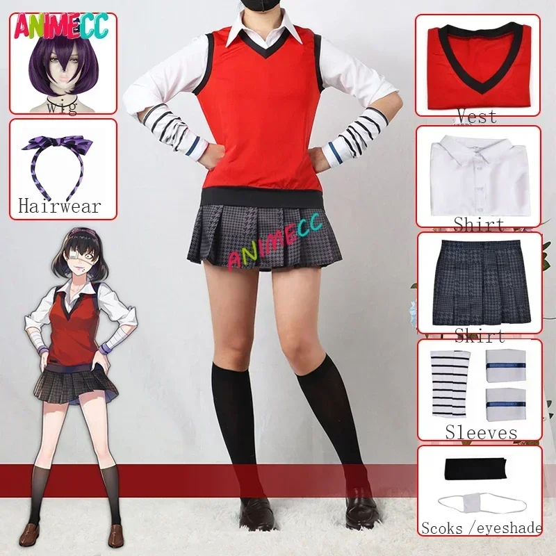 ANIMECC Midari Lkshima Kakeguruis Cosplay Costume Wig Japanese School Uniform Halloween Party Outfits for Women Girls