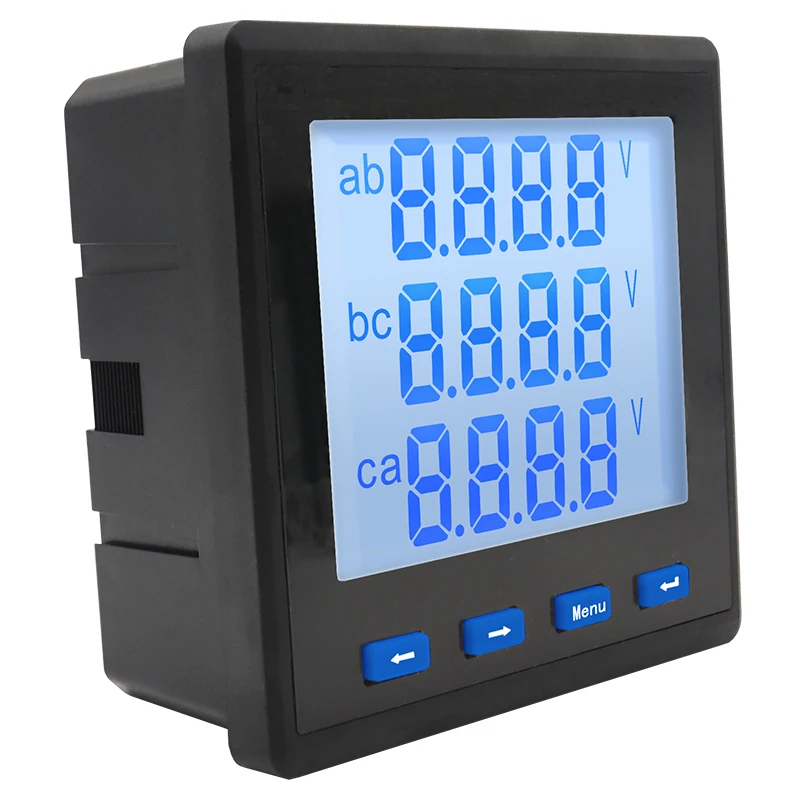 Digital Multi-Function LCD AC Current Panel Meter Ammeter Voltmeter 400V 3 Phase Power Meter RS485 5A With CT