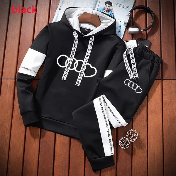 Men Tracksuit Sweatshirt+Sweatpants 2 Pieces Set Women Sportswear Casual Hoodies Suit Men\'s Pullover Hooded Fashion Streetwear