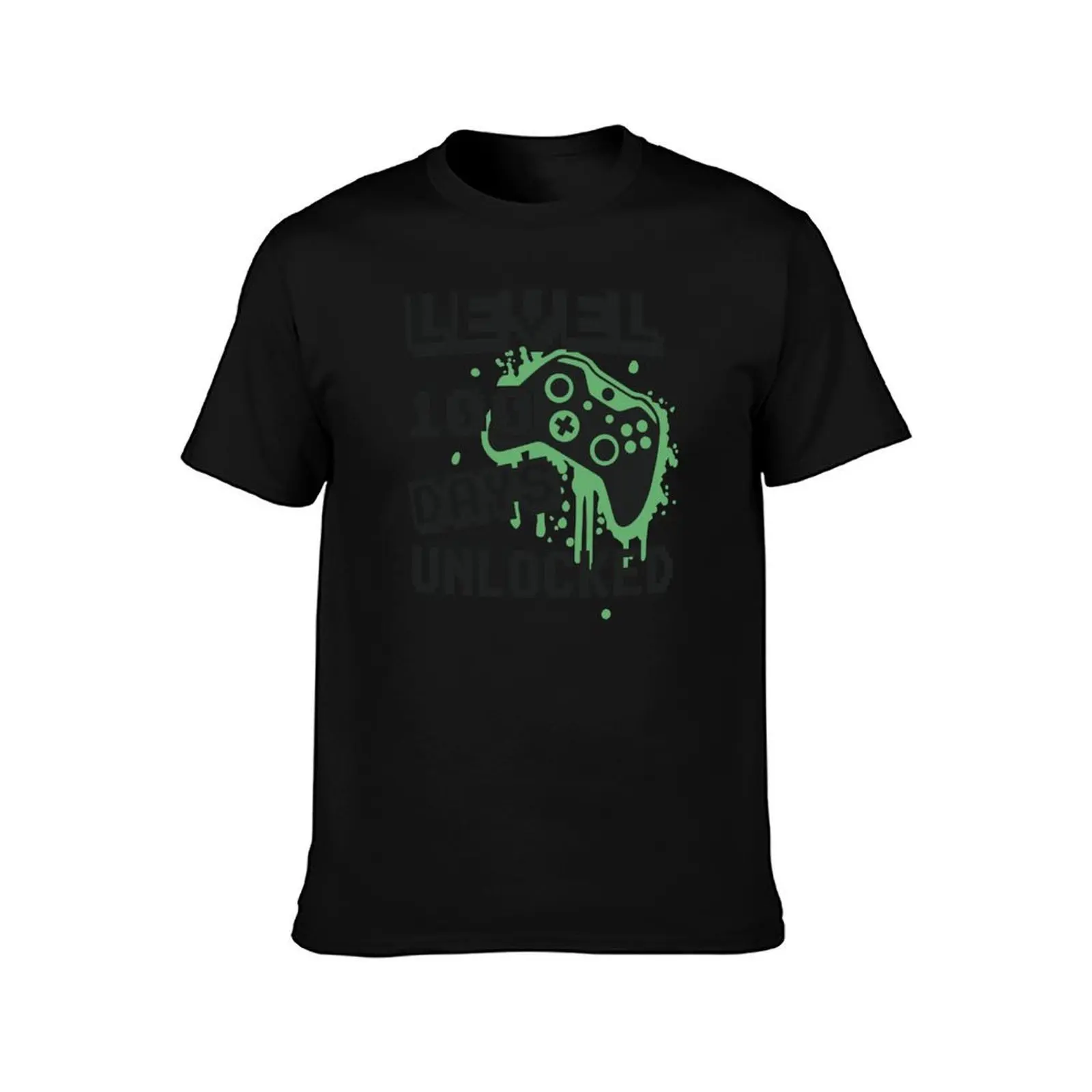 Level 100 Days Of School Unlocked Boy Gamer Video Games T-Shirt, Summer Casual Cotton Tee, Oversized Streetwear Tops