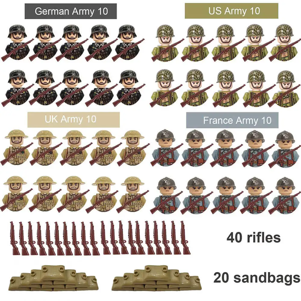 100pcs WW2 Soldiers Military Army Men Action Figures WW2 Mini Figure US German UK Army Toys Boy Gifts
