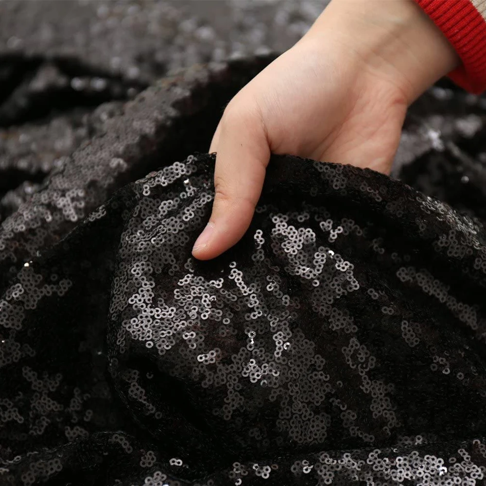 Sequin Tablecloth 50x50 Inch Shiny Square Table Overlays for Wedding Banquet Birthday Party Decor Black Red