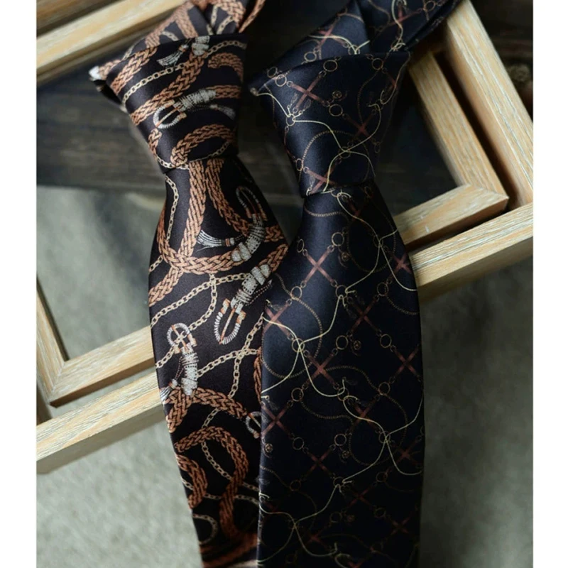 8 cm breedte nieuw ontwerp bedrukte stropdassen retro anker dier groen bruin stropdassen voor mannen dagelijks gebruik shirt smoking accessoires cadeau