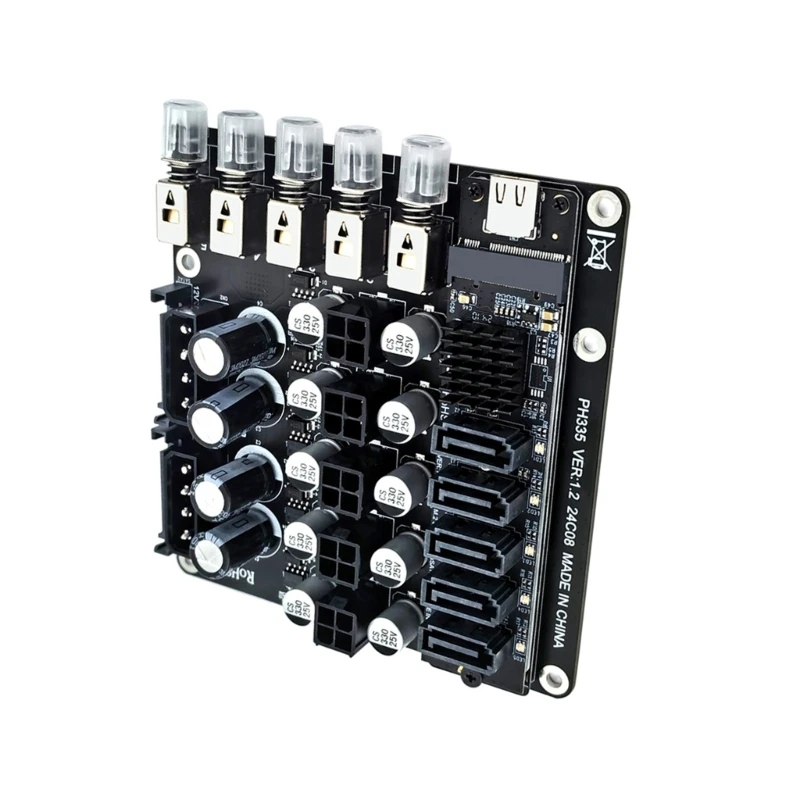 2x 4Pin to 4Pin 5/12V Power Distribution Switching with Hard Disk Drive Slots for Efficient Systems Management Module Adapter