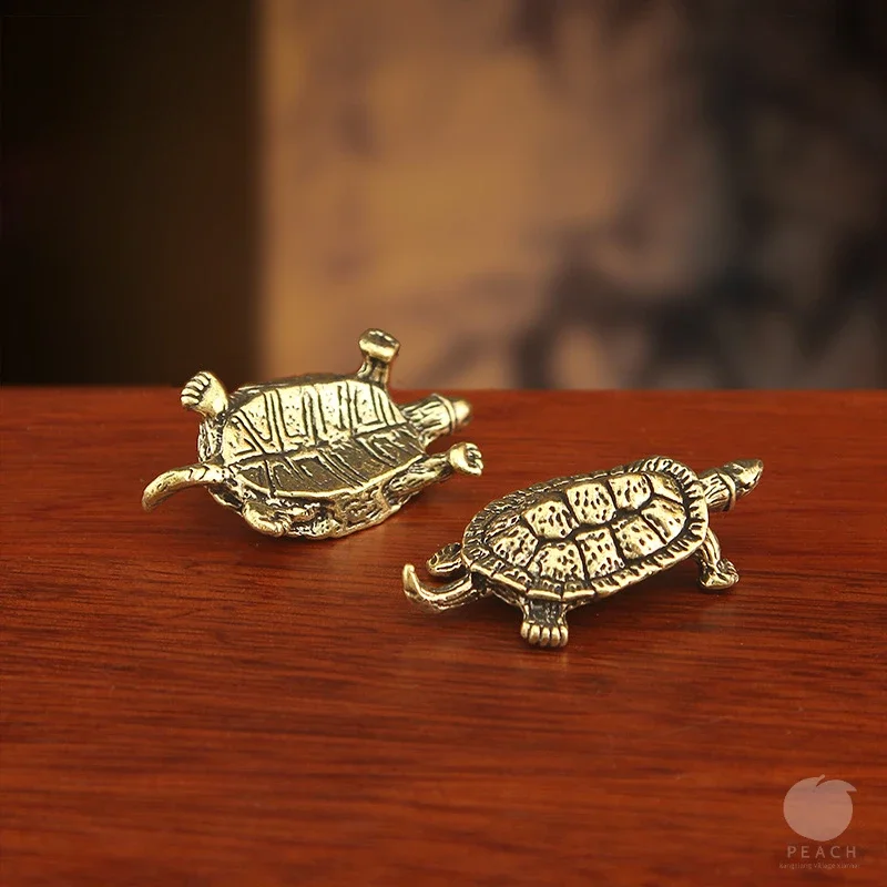 Retro Brass Tortoise Ornament Statue Metal Animal Sculpture Home Office Decoration Ornament Tea Pet Crafts image 2
