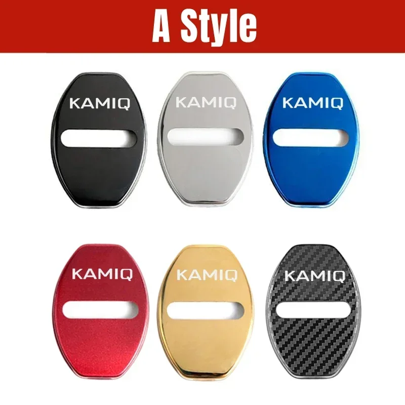 4PCS Stainless Steel Car Door Lock Covers Stikcer for Skoda KAMIQ Logo Anti-rust Waterproof Door Lock Styling Accessories view 3
