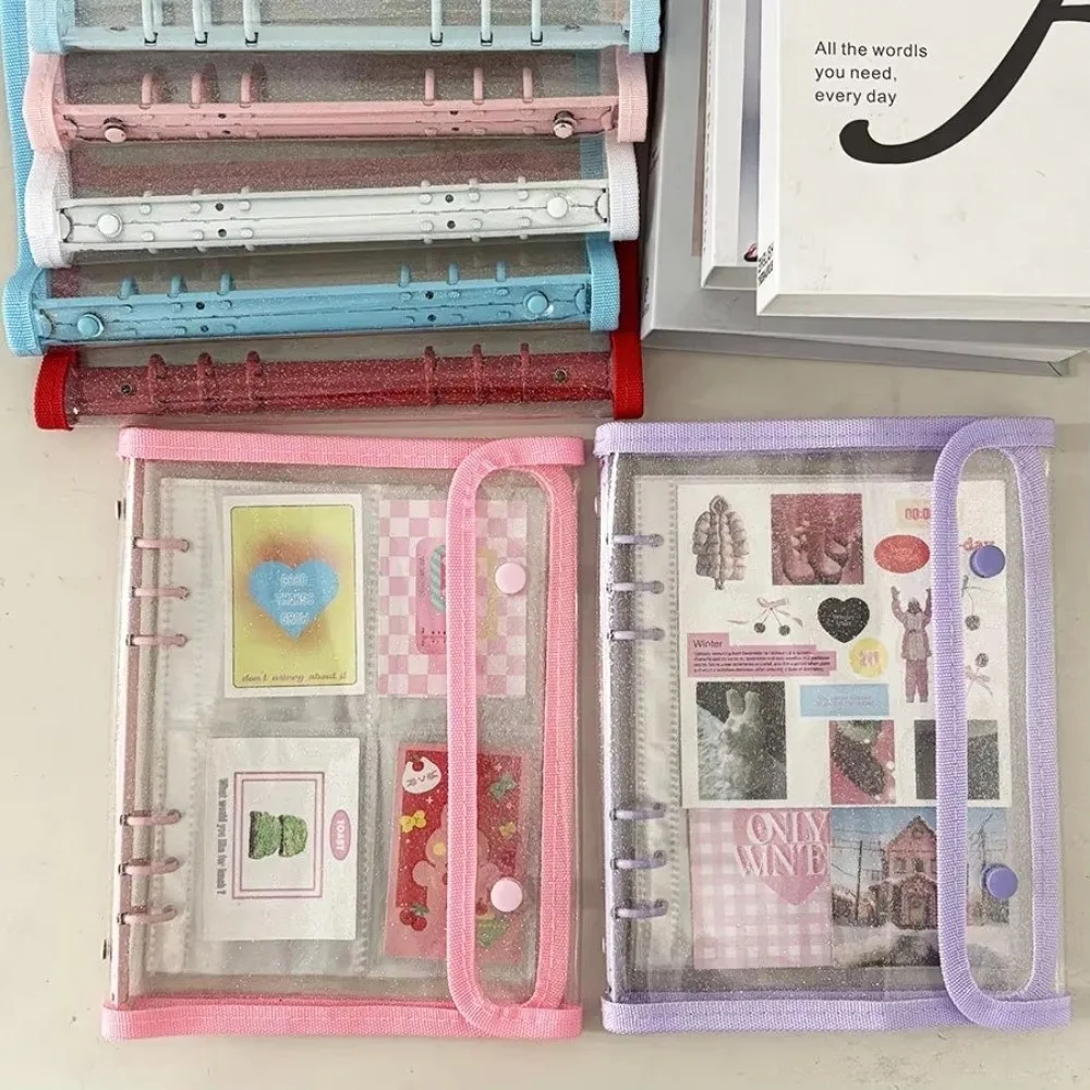 Ins PP A5 غطاء الموثق ورقة فضفاضة DIY ألبوم كتاب مزدوج مشبك بطاقة صغيرة كتيب Kpop حامل مُنظِم