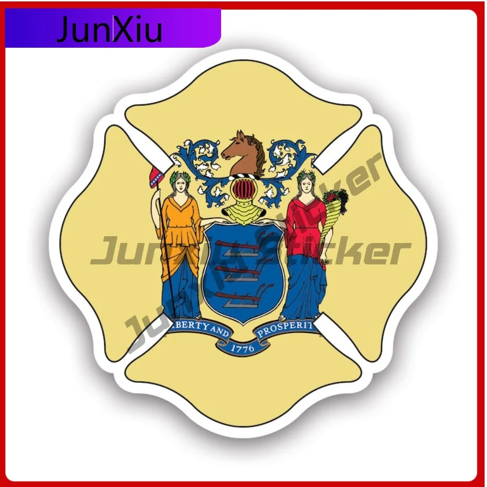 

New Jersey State Maltese Cross Shaped Cute Window Waterproof Vinyl Decal For Laptops Sticker Unique Outdoor Fun Fun Sticker