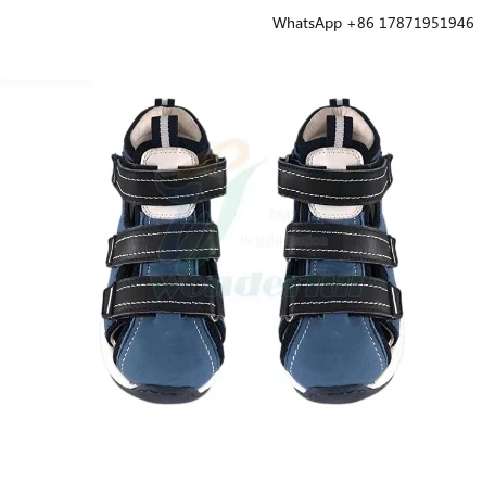 Medical genuine leather children's orthopedic shoes for equinus and flat feet adjustable