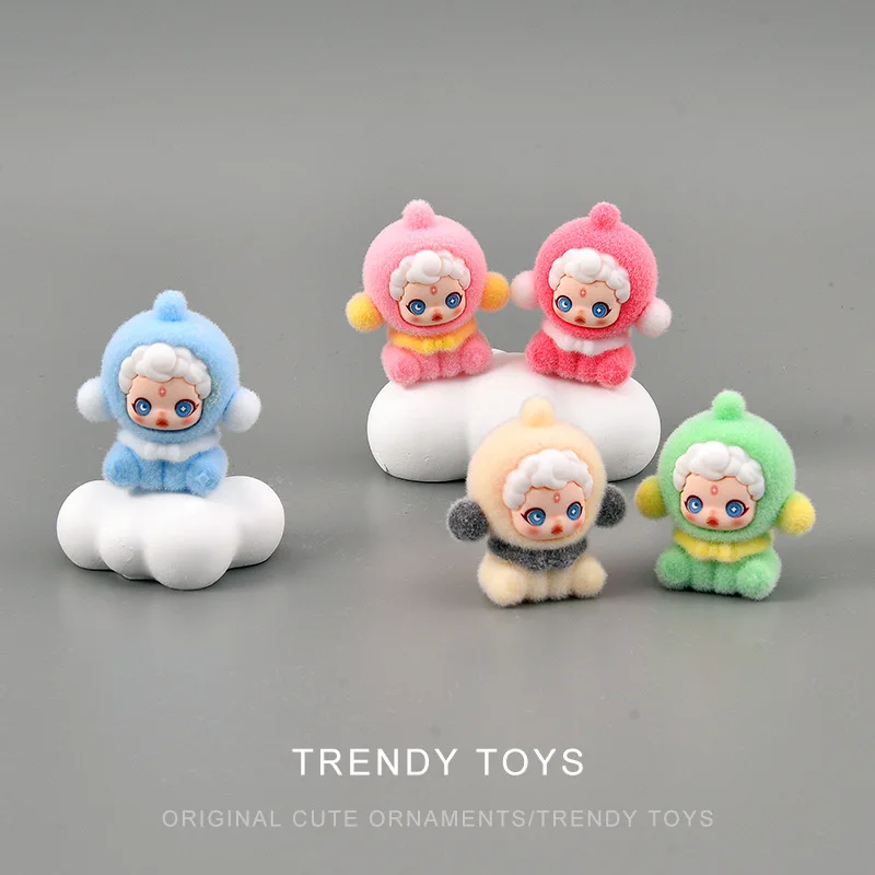 

New SKULLPANDA Kawaii Anime Flocked Diy Action Figure Decorative Pendant Desktop Kawaii Dolls Car Ornaments Toy Christmas Gift