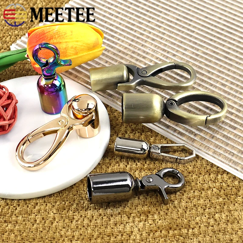 

10Pcs 8-15mm Metal Stopper Bag Hanger Carabiner Clips Tassel End Cap Cord Connect Snap Hook Leather Crafts Accessories for Bags