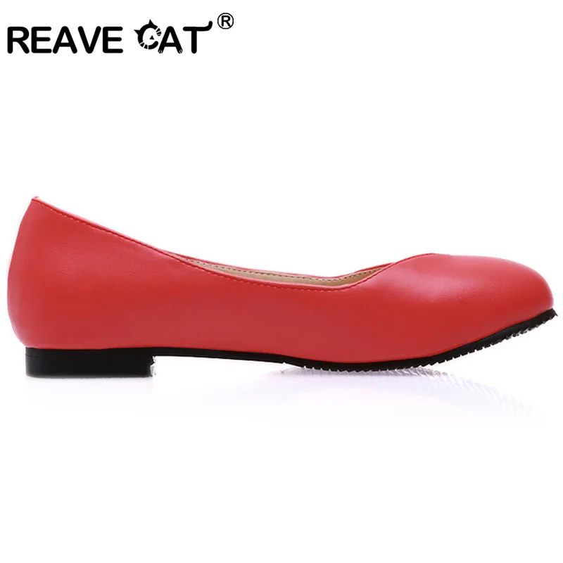 REAVE CAT Big size 31-47 Spring summer Autumn Ladies shoes Women\'s flats Black Red White Pink Fashion Sweets Party QL5270