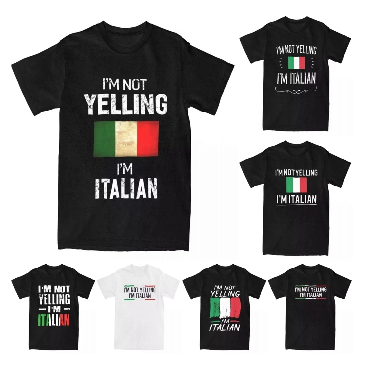 Men T-Shirt I'm Not Yelling I'm Italian Men Women Funny Gift Novelty Cotton Tee Shirt Italy Humor Joke T Shirt Clothes Summer