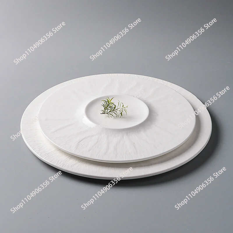 for White Porcelain Western Steak Dinner Plate French Tableware Top-grade Home Kitchen Pasta Vegetable Round Plate
