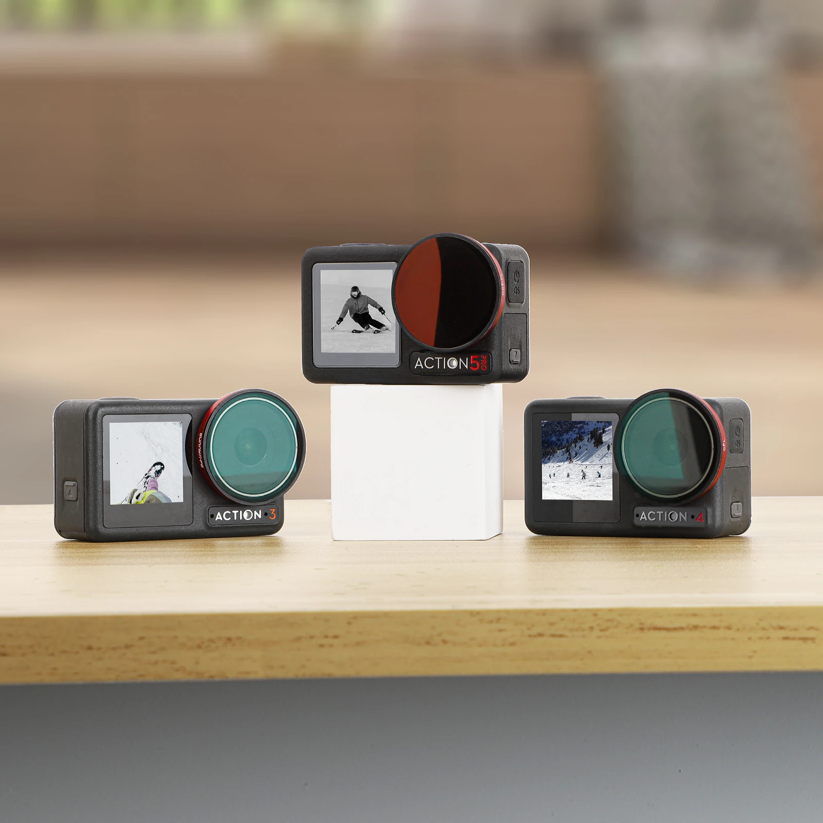 مجموعات مرشح الأشعة فوق البنفسجية/CPL/ND لـ DJI Action 5 Pro/4/3 قابل للتعديل CPL ND64 يعتم مرآة ND8/PL إطار من سبائك الألومنيوم