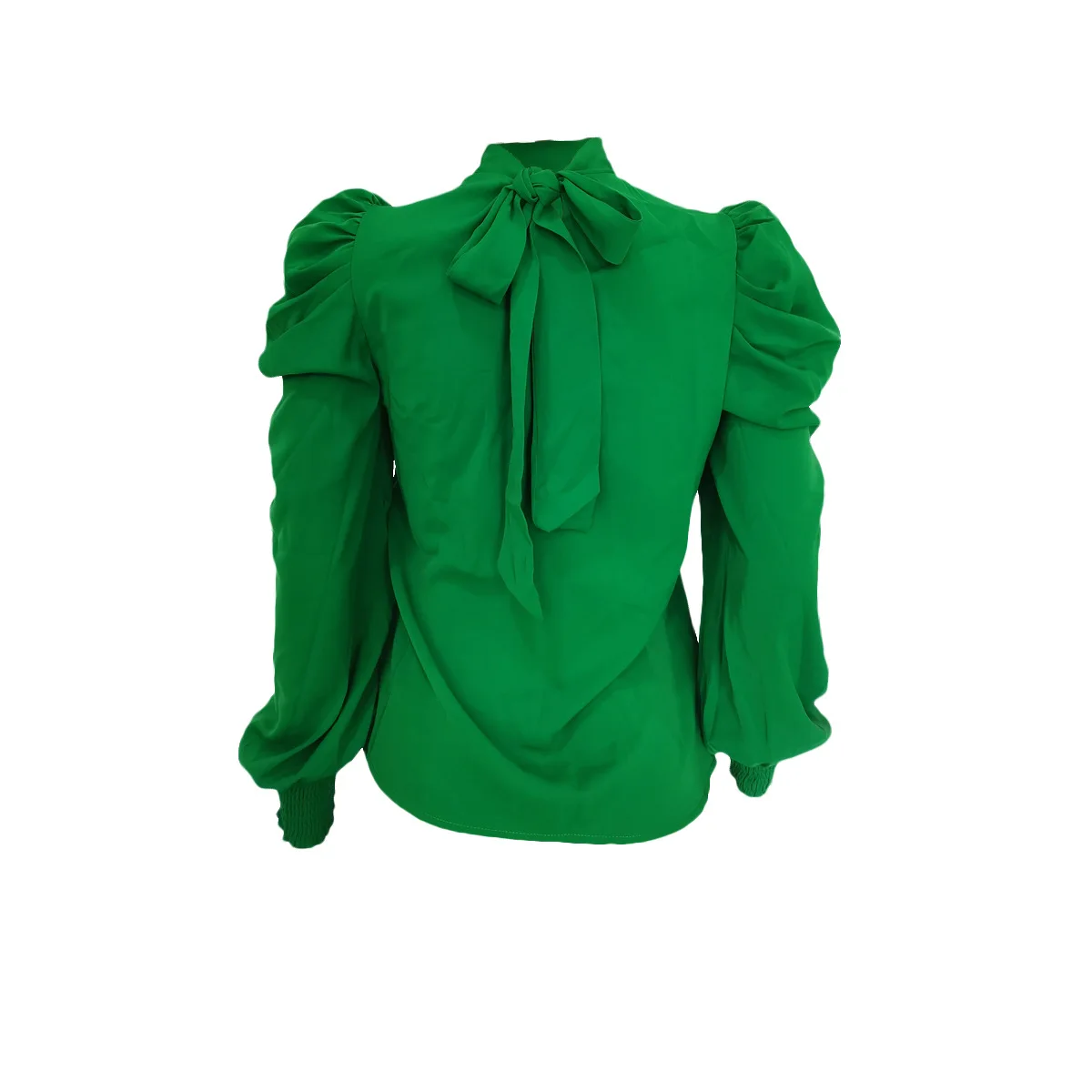 Chemisier à col montant pour femme, haut froncé à manches bouffantes, chemise couvertes adt, pull pour femme de bureau, chemisier de travail élégant, automne et hiver, nouveau