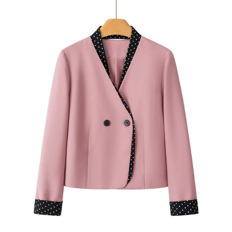 New Korean Women Blazer Spring Summer Splicing Pink Short Suit Jacket Female Casual Tops Ladies Office Formal Blazers Outerwear