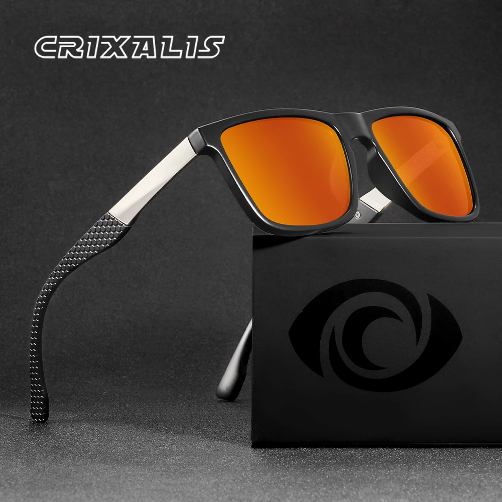 CRIXALIS Klassische Retro-Quadrat-Herren-Sonnenbrille, polarisiert, Angeln, Fahren, Laufen, entspiegelt, modische Brille, Schatten, UV400