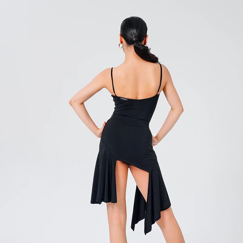 Nuovo costume da ballo latino da donna nero sexy set da performance dimagrante tango cha cha samba rumba vestito da pratica professionale
