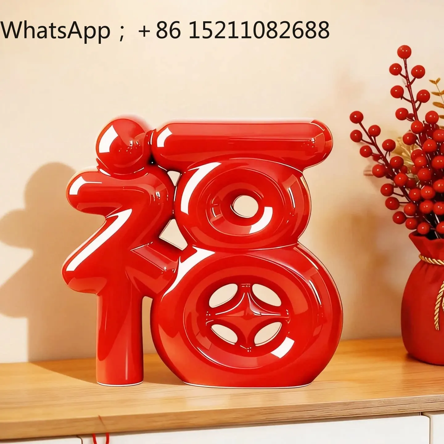 LLY light luxury ceramic Fu character ornament creative living room TV cabinet decoration housewarming gift