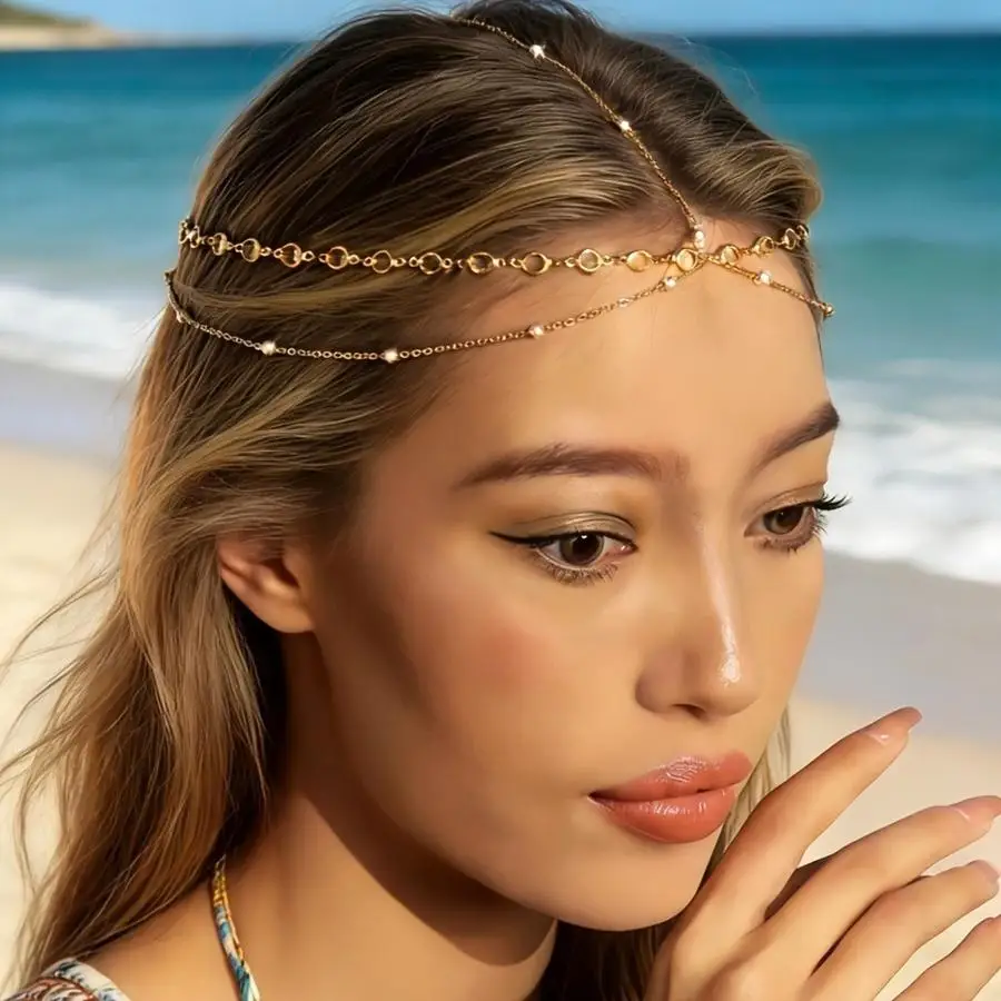 1/5/10/20/50/100pcs European And American Headdress Fashion Hair Additions Metal Rhinestone Chain Tassel Head Chain Headband Bri
