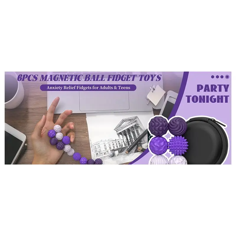 [Todaybuy】 Silicone Magnetic Balls For Stress Relief, Stress-Relieving For Adults & Teens, 6PCS Textured Sensory Balls